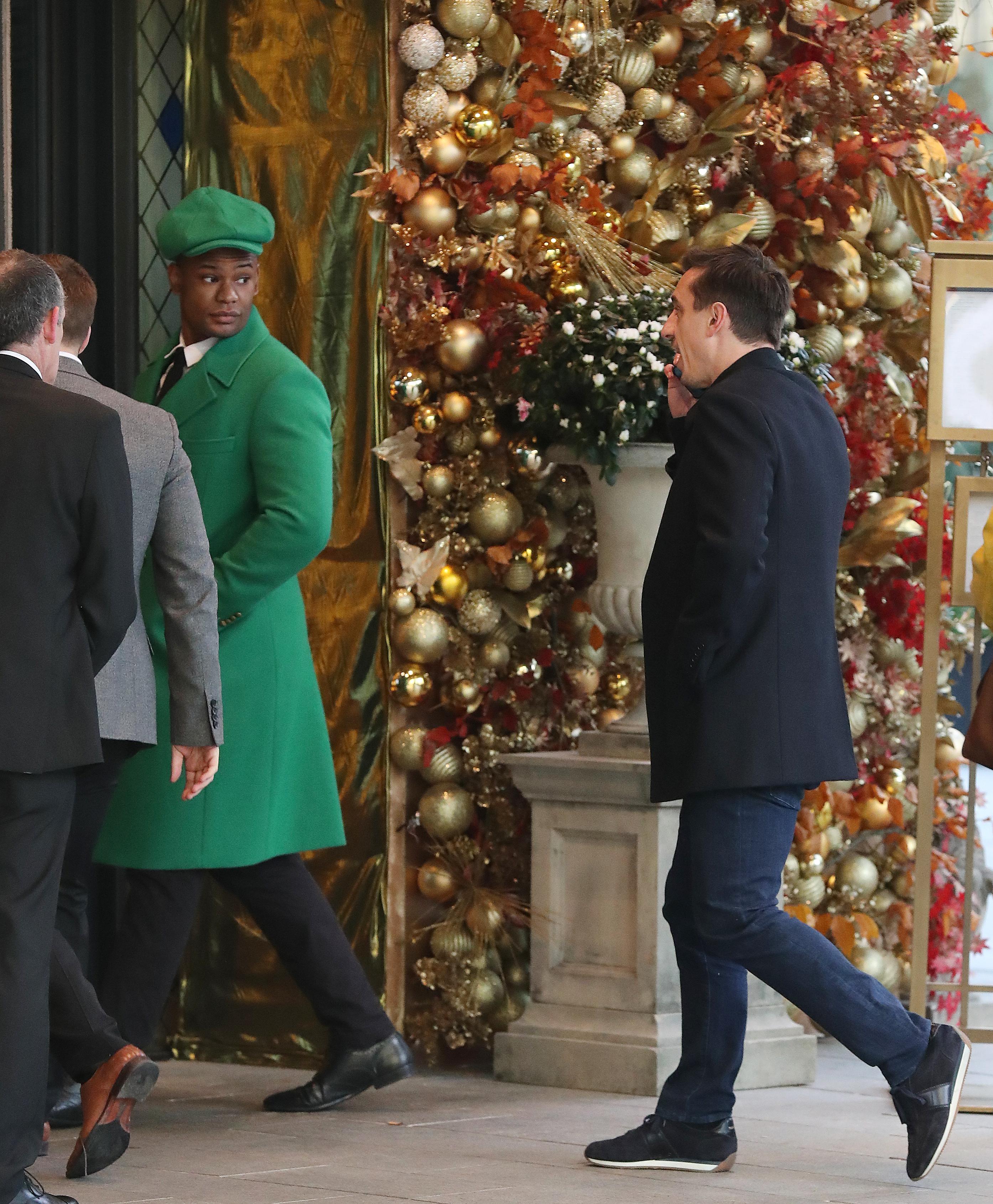  Neville entering the restaurant for his lunch with Fergie